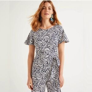 Boden Jumpsuit Wide Leg Heavy Ponte Tie Waist 10 Tall